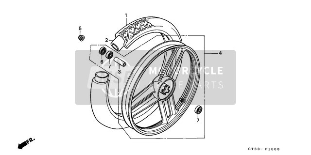 Honda PK50S 1990 Front Wheel for a 1990 Honda PK50S